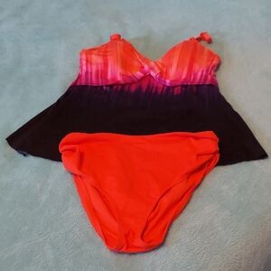 Miraclesuit Pink and Black Tankini Set with Skirt Overlay